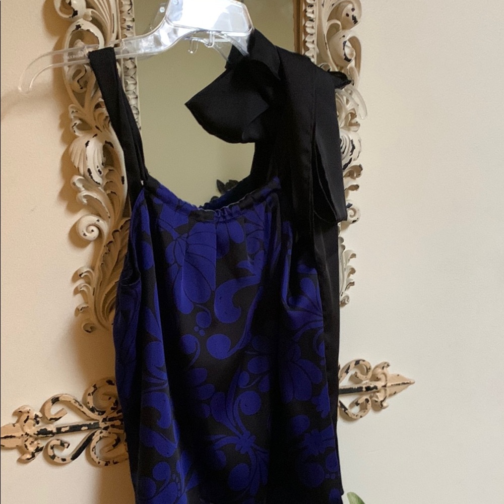 Apostrophe Blue and Black Tie Front Camisole